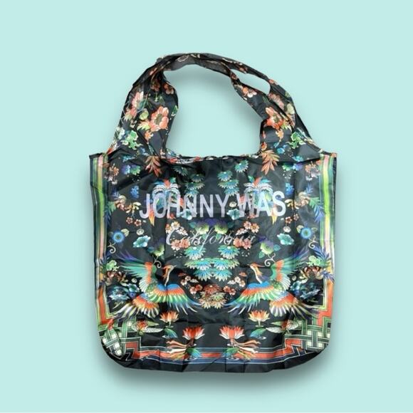 JOHNNY WAS Cruise Travel Beach Pool Floral Print Foldable Nylon Bag 5x5” NWOT - Picture 2 of 16